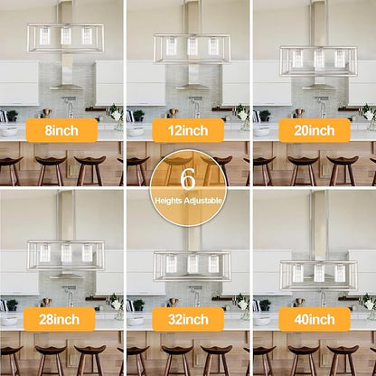 Kalium Chandeliers for Dining Room, 3 Light Dining Room Light Fixture Modern Metal Industrial Kitchen Lighting Fixtures Easy Installation Pendant Lights for Bar Restaurant-E26 Socket, Silver