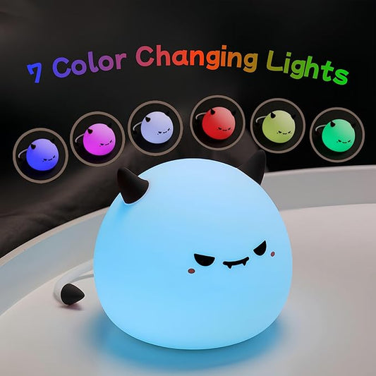 Cute Monster Night Light for Kids,Cute Monster lamp Soft Silicone Lamp 3 Level Dimmable Changing Rechargeable Breastfeeding Nursery Portable Kawaii Lamps,Bedside Lamp for Baby and Toddler,Boy Girls