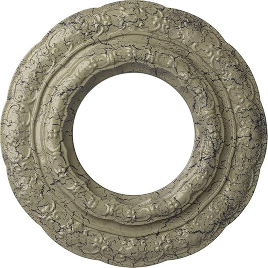 15 3/8"OD x 7"ID x 1"P Lisbon Ceiling Medallion (Fits Canopies up to 7"), Hand-Painted Castle Stone Crackle