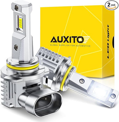 AUXITO 9006 Bulbs, 900% Brighter 6500K White Illumination, Factory Halogen Size Match, Simple Plug and Play, 99% Vehicle Compatible, Pack of 2