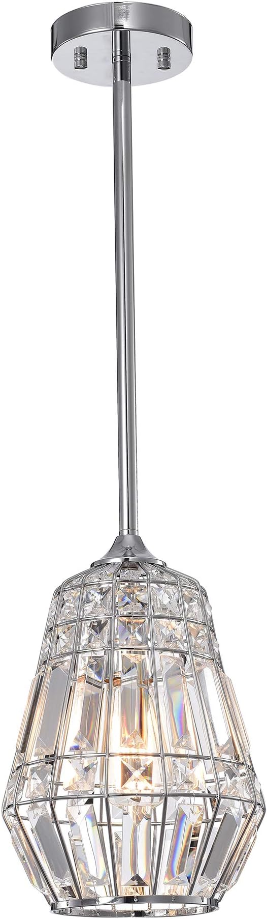 Warehouse of Tiffany HM115/1 Trazi 1-Light Crystal Ceiling Lamp Pendant, Silver