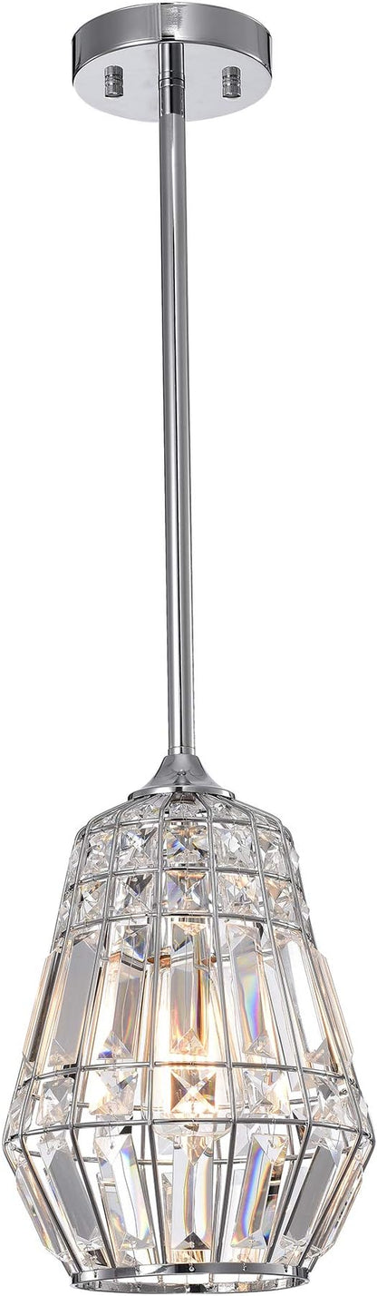 Warehouse of Tiffany HM115/1 Trazi 1-Light Crystal Ceiling Lamp Pendant, Silver