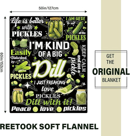 Pickle Blanket Gifts for Pickle Lovers, Pickles Birthday Gifts for Women, Friend, Girl, Soft Warm Blanket for Pickles Lovers, Gift for Couch Sofa Gifts for Christmas Thanksgiving Day 50x60in