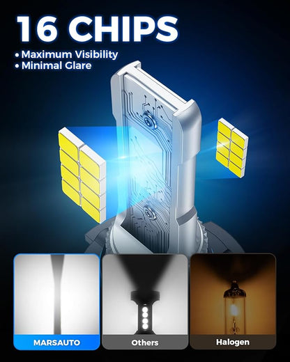 Marsauto H10/9140/9145 LED Fog Light Bulbs,100% Successful Installation,10000LM 600% Brightness 6000K LED Bulbs, 9040 9045 Fog Lights For Cars,Trucks, Non-polarity, Side Marker & Parking Light Combos