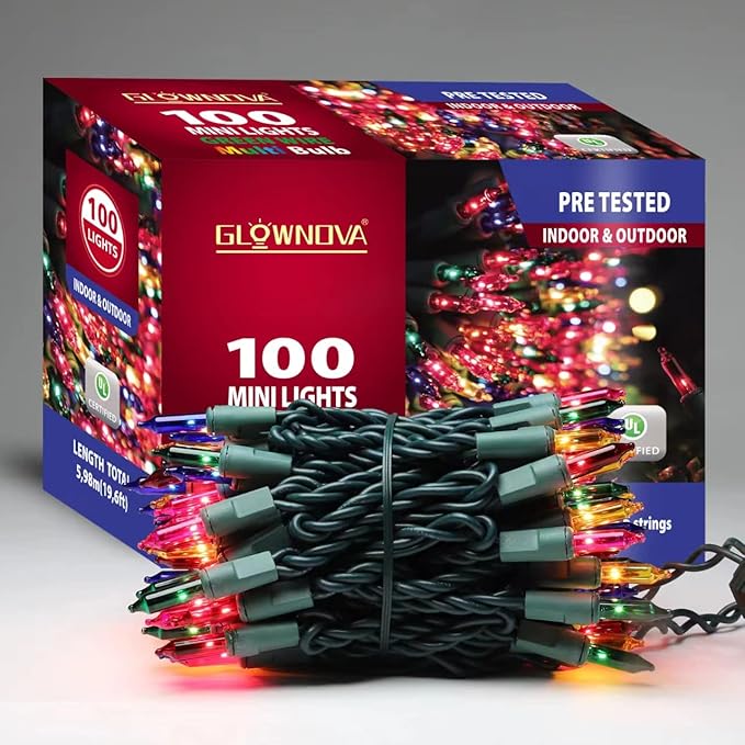 Green Wire,Multicolor,Incandescent Bulb 100 Mini String Lights for Indoor Christmas Tree Garland Birthday Wedding Party Festival Easter Decoration