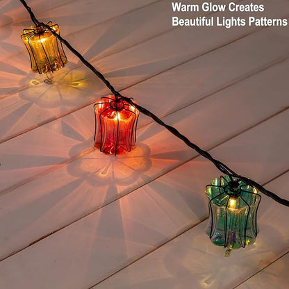 TWINKVILLA Outdoor String Lights Plug in with 10 Incandescent Bulbs, Multicolor Patio Lights Connectable Weatherproof Decorative Lantern String Lights for Gazebo Porch Bedroom Cottagecore Decor