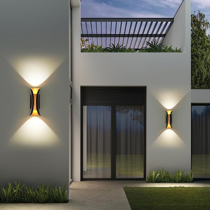 ziidoo Wall Sconce Modern Indoor Outdoor Lights,11.8 inch IP65 Black and Gold LED Patio Porch Front Door Light Fixture House Decor Wall Light for Porch Up and Down Stairs Hallway Living Room Bedroom