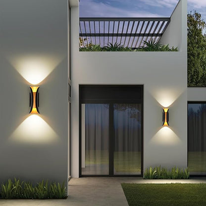 ziidoo Wall Sconce Modern Indoor Outdoor Lights,11.8 inch IP65 Black and Gold LED Patio Porch Front Door Light Fixture House Decor Wall Light for Porch Up and Down Stairs Hallway Living Room Bedroom