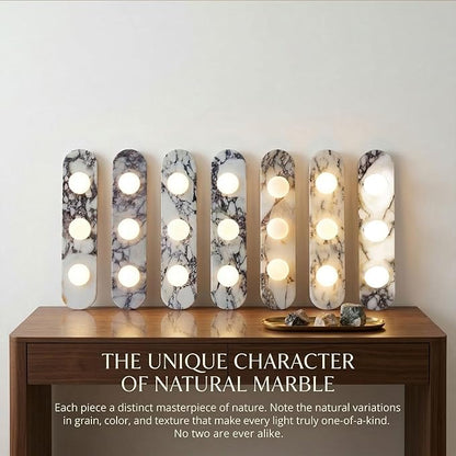 Natural Marble Wall Sconces, 3-Light Alabaster Light, Hardwired Wall Light Fixtures, Modern Wall Mount Wall Lights for Dining Room Stairs Bedroom