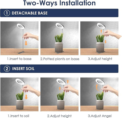 IMVSINCERE Plant Grow Light 72 LEDs Full Spectrum Grow Lights for Indoor Plants,Height Adjustable Small Halo Grow Light with Base,3 Optional Spectrums, Auto Timer 3/9/12H, 10 Brightness, 160MM 5V
