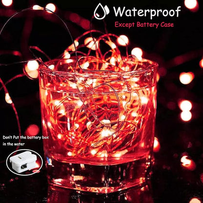 ZGWJ Fairy Lights Battery Operated, 12 Pack Red Twinkle String Lights 20 LED 7FT 3 Lighting Modes Waterproof for Bedroom, Halloween, Christmas, Party Indoor and Outdoor Decoration