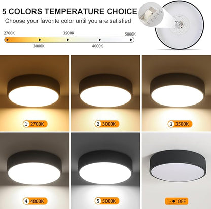 Black LED Flush Mount Ceiling Light,Modern Round Lighting Fixture, Dimmable Ceiling Lamp for Hallway,Kitchen,Entryway,11.8 Inch