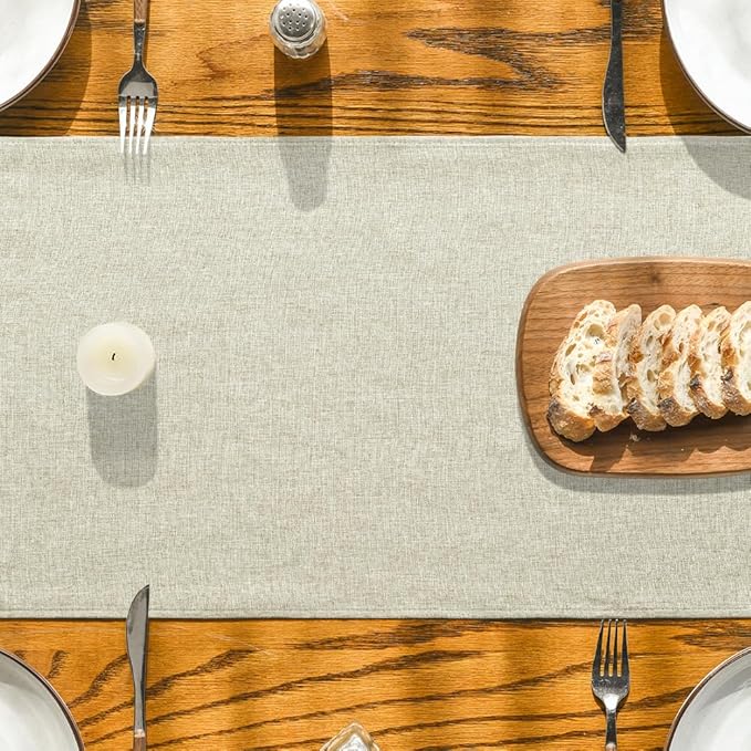 Artoid Mode Beige Table Runner, Seasonal Summer Fall Washable Kitchen Dining Table Decoration for Home Party Decor 13x48 Inch
