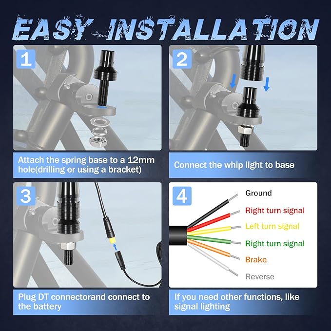 2 Pack 1FT COB LED Whip Lights, Fastchoy Auto UTV Whip Lights with App & Remote Control, Spiral RGB Chasing Lighted Whips for Side by Side UTV ATV RZR SXS Can-Am Polaris Offroad Truck