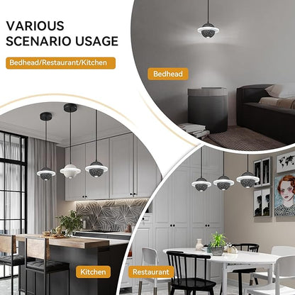 Modern LED Pendant Light Fixtures,Concrete Pendant Lights Kitchen Island, Planet Pendant Lighting Adjustable for Dining Living Room Bedroom Kitchen Island(Black 1-Pack)