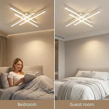 Modern 24in LED Ceiling Light, Minimalist Linear Geometric Flush Mount, 3000K Warm White Ceiling Lamp for Living Room Bedroom Kitchen Dining Room Office