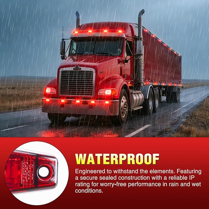 Nilight 2.5 Inch Oval Side Marker Clearance Light 2 LED 8 Pack Red 80LM High Lumen Waterproof Surface Mount 12V Direct Wire for Truck Trailer Boat RV Semi