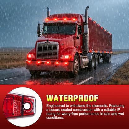 Nilight 2.5 Inch Oval Side Marker Clearance Light 2 LED 8 Pack Red 80LM High Lumen Waterproof Surface Mount 12V Direct Wire for Truck Trailer Boat RV Semi