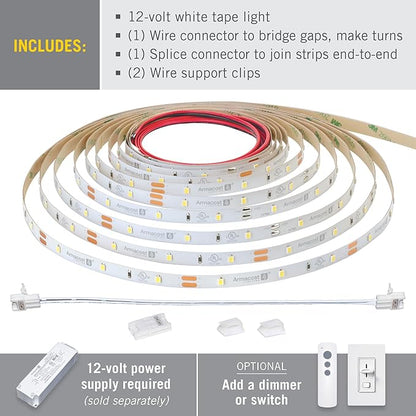 Armacost Lighting RibbonFlex Pro 12V White LED Strip Lights 30 LED/m, 3000K, 16.4 ft 141230