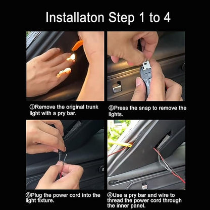 Car LED Strip Lights, Dynamic Flowing Car Trunk Light Strip, 157.48" Flexible Trunk Led Light Strip, Easy Install, Waterproof, Suitable for Cars, SUVs(White)