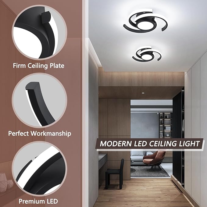 ADISUN Modern LED Ceiling Light,6000K Semi Flush Mount Ceiling Light Fixture,Small Ceiling Lamp for Living Room Bedroom Corridor Aisle Hallway (D11 in*H2.9 in; 33W; No Remote)