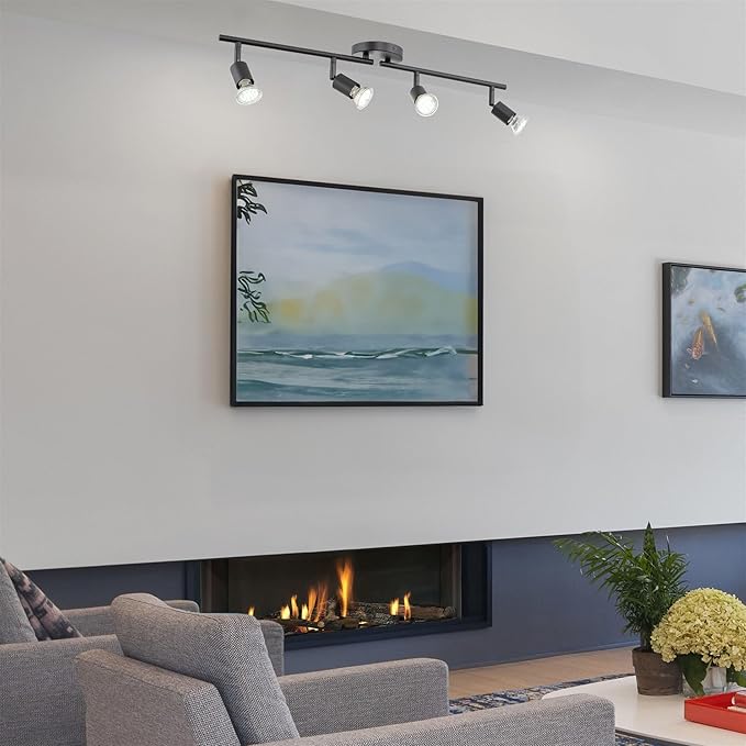 Kira Home Langford 27" Modern 4-Light Directional Track Wall/Ceiling Light + 4W LED Bulbs, Adjustable Heads, Black Finish