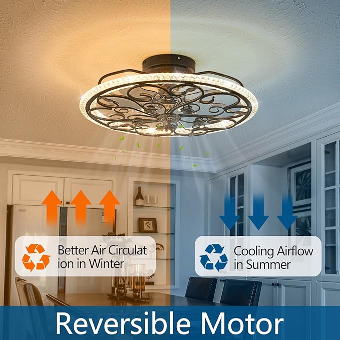 Retro Black Caged Ceiling Fan with Lights Remote Control, 6 Speeds 3 Color Industrial Ceiling Fan with Light for Kitchen Bedroom Living Room