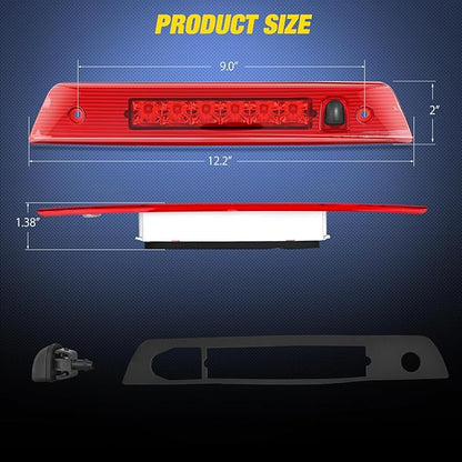 Nilight Third Brake Light Tail High Mount 3rd Stop Lights Red Lens Compatible with Jeep Grand Cherokee 2005 2006 2007 2008 2009 2010 Van SUV Rear Center Cab Lamp