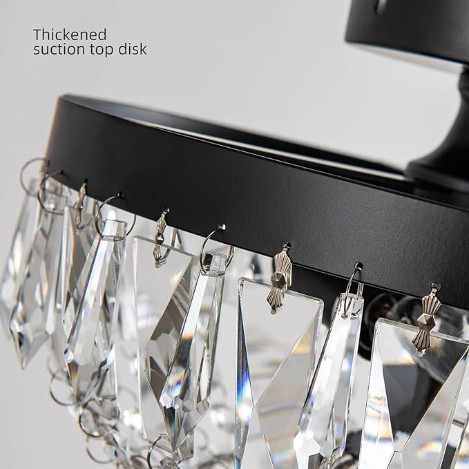 KSRYSZCQ Black Crystal Ceiling Light,10''Modern Ceiling Light Fixture Lamp 3 Light with E12 Base,Sturdy Craft & Aesthetic Design,Ideal for Dining Room,Kitchen,Bedroom