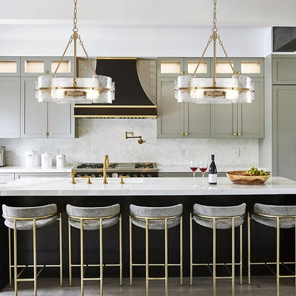 Modern Chandelier for Dining Room, 22" Gold Glass Chandelier, Large Farmhouse Round Chandelier for Dining Room, Foyer, Bedroom, Hallway, Entryway