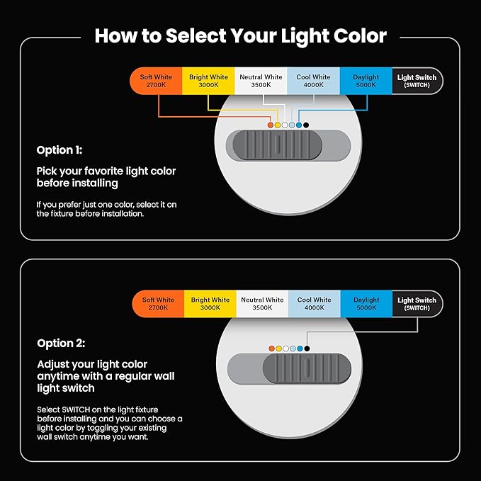 Feit Electric 4" LED Recessed Downlights with External Tethered Jbox, 50W Equivalent, Dimmable, 5CCT Seletable White, 90 CRI, 700 Lumens, 45-Year Lifetime, LEDR4XT/ADJ/6WYCA/4, 4 Pack