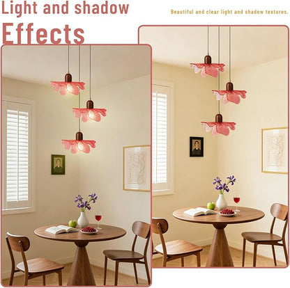 3 Light Red Glass Pendant Light Mid Century Modern Chandelier Adjustable Hanging Ceiling Light Fixture E26 Base for Bedroom Entryway Kitchen Island Dining Room
