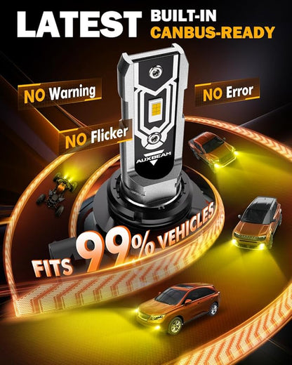 Auxbeam 9006 Fog Lights, 3000K Golden Yellow Light, 10000LM 400% Brightness 9006 Fog Light, Plug and Play