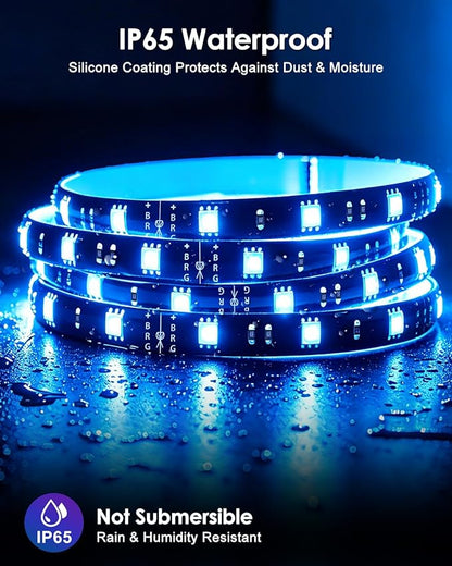 HitLights LED Strip Lights, 4 Pre-Cut Waterproof RGB Small LED Light Strip Kit Dimmable Color Changing SMD 5050 LED Tape Light with RF Remote, UL-Listed Power Supply and Connectors for TV Bedroom Home