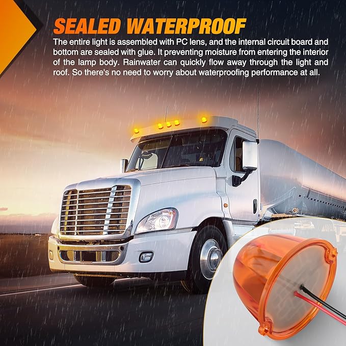 Nilight Cab Roof Marker Light 5 PCS 18 LED Amber Top Clearance Indicator Lights Waterproof Surface Mount for Heavy Duty Trucks Trailer Camper RV Tractor
