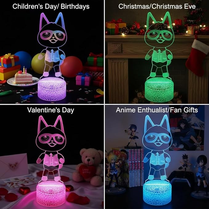 3D Night Light, 16 Color Changing Cartoon USB Desk Lamp Illusion Lighting with Remote Control for Home Decor Gift for Kids. (Raymond)
