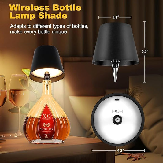 2026 New Wireless Bottle Lamp,LED Bottle Lights for Liquor & Wine Bottles,Bottle Light with Dimmable(Black+White)