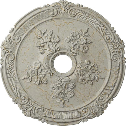 26"OD x 3 3/4"ID x 1 1/2"P Attica with Rose Ceiling Medallion (Fits Canopies up to 4 1/2"), Hand-Painted Pot of Cream Crackle