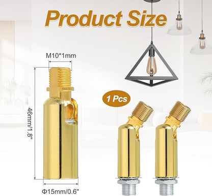 MECCANIXITY Sloped Ceiling Adapter, 180 Degree 46x15mm M10 Fine Thread Sloped Ceiling Light Fixture Adapter Kit for Ceiling Pendant Light Chandelier Track Suspend(Bright Gold)