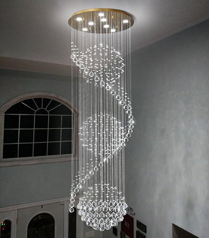 D24'' x H78'' Crystal Chandelier for Entryway High Ceiling Chandeliers Glam Chandelier Modern Large Raindrop Chandeliers LED Dimmable Light Fixtures for Staircaes Foyer Living Room Gold