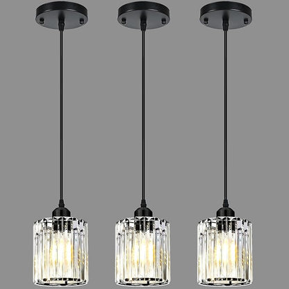 3 Pack Pendant Lights Kitchen Island, Modern Island Lights for Kitchen with Crystal Glass Shade – Luxury Pendant Light Fixtures for Kitchen Island, Dining Table, Entryway, Restaurant