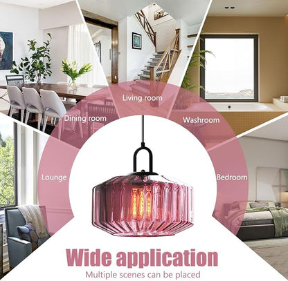 Mid Century Modern Pendant Light fixtures Glass Globe Pendant Lights with Hand Blown Purple Glass Shade Vintage Hanging Pendant Light for Dining Room Some Room Ceiling Hanging Light