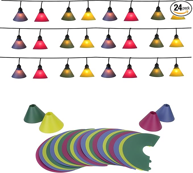 Multi Colored Outdoor Light Bulb Covers – 24 Pack Colored LED Lite Cover's Decorative for String Lights – Shades for Patio, Backyard, Garden, Party Décor