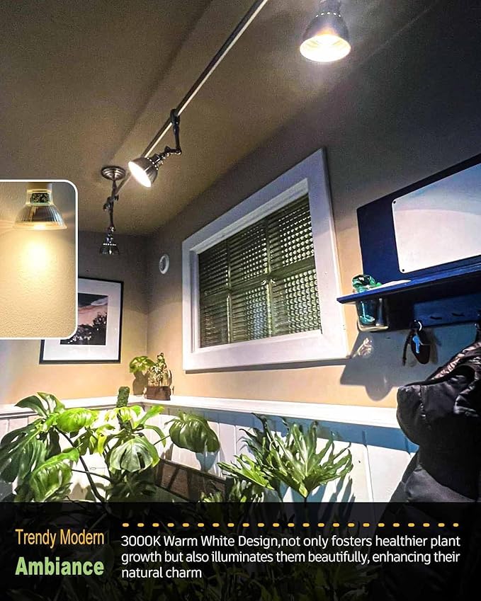 Grow Light, GU10 Full Spectrum Grow Light Bulb, 5W 110V, PAR16 LED Plant Light Bulb for Indoor Plants, Warm White 3000K, 3-Count