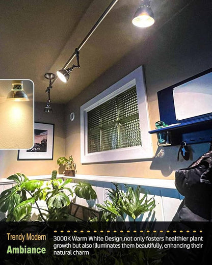 Grow Light, GU10 Full Spectrum Grow Light Bulb, 5W 110V, PAR16 LED Plant Light Bulb for Indoor Plants, Warm White 3000K, 3-Count