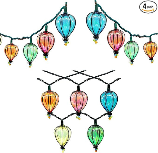 DOGHLY 11FT Fairy String Lights with 10 Color Bulbs Decorations, Outdoor Tropical Beach Theme Lights Patio String Lights for Party Camping Wedding Decor, UL Listed, Connectable, 4 Pcs