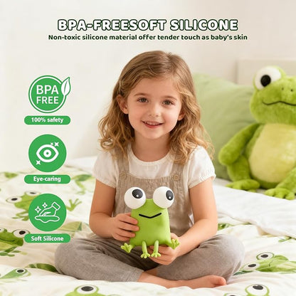 Frog Night Light with Timer Dimmable 3 Brightness 7 Colors Kawaii Frog Lamp Warm Sleep Aid USB Rechargeable Portable Night Lamp Decor for Girl Boy Nursery/Bedroom/Desk/Office
