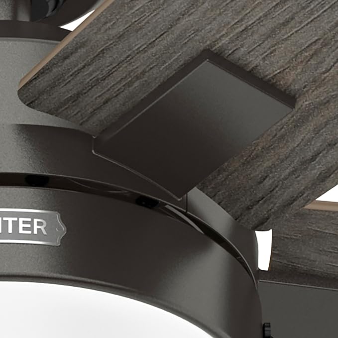 Hunter Ceiling Fan with LED Light - Black Ceiling Fan with Pull Chain, For Bedroom or Living Room, Standard Mount, No Remote, 5 Blades, Includes Bulbs - Anisten (Noble Bronze, 52 inch)