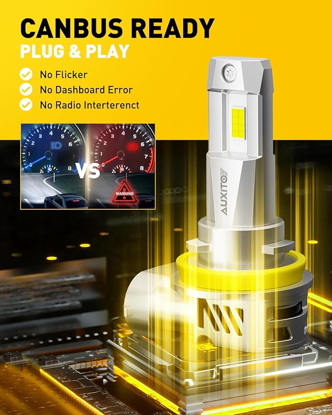 AUXITO 9005/HB3 H11/H9/H8 Fog Light, 62000LM 900% Brighter H8 H9 HB3 Bulbs Combo 5 Mins Install, Plug-N-Play, IP68 Waterproof, Pack of 4