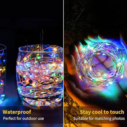 Brightown 12 Pack Multi-Color Fairy Lights Battery Operated - 7ft 20 LED Waterproof Micro Firefly Lights for Christmas Decor, DIY Craft, Wedding Table Centerpieces, Flowers
